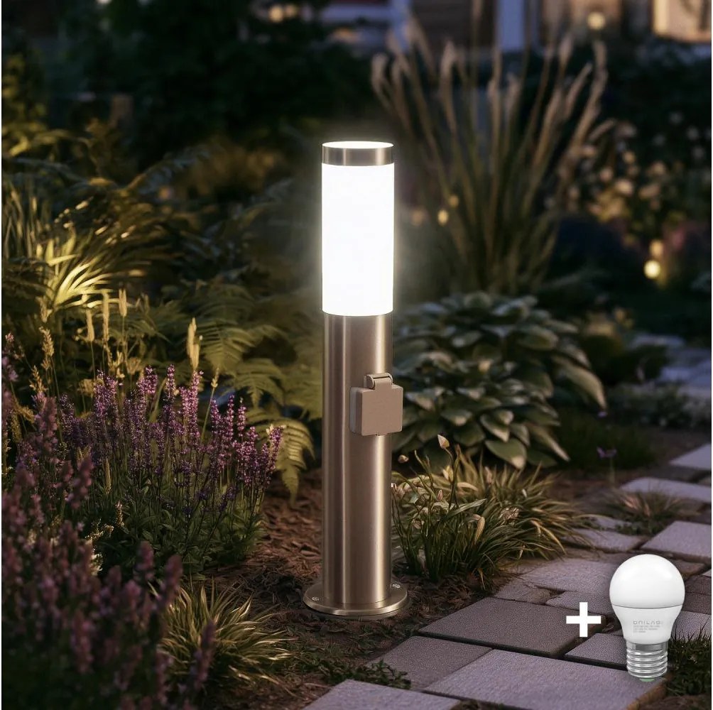 BRILAGI - LED vonkajšie svietidlo so zásuvkou ELIA 1xE27/7W/230V 4000K IP44 50 cm chróm
