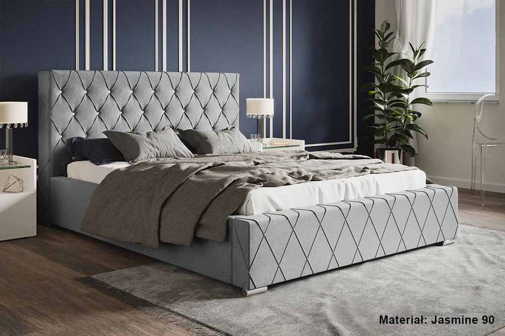 Luxusná čalúnená posteľ BED 4 Glamour - 160x200,Železný rám,114cm