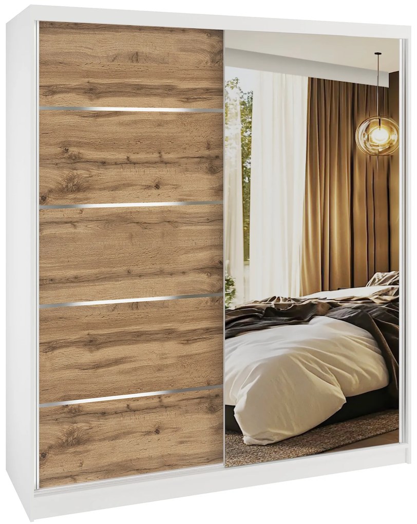 Šatníková skriňa SERENITY 158 cm dub wotan mat MBP SERENITY SZP7/0/W/DW/0/HIAL