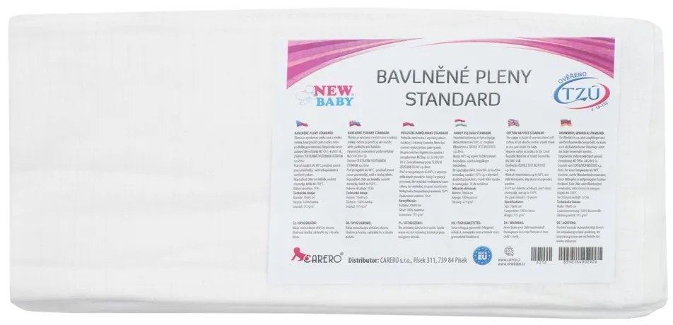Bavlnené plienky NEW BABY 70x80 cm STANDARD 10 ks