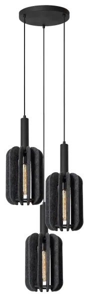 Lucide 45492/13/36 - Luster na lanku RAFAL 3xE27/40W/230V čierna/šedá