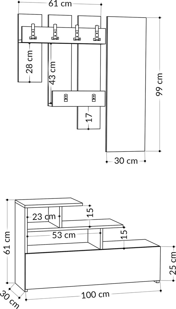 Predsieňová stena Houseland Vesty dub prírodný