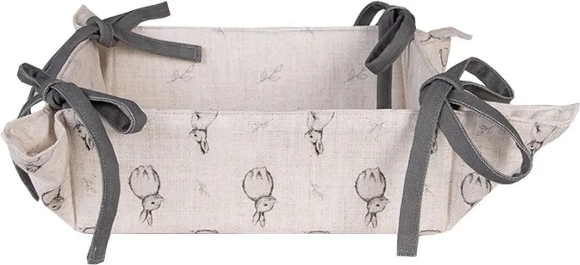 Béžový textilný košík na pečivo s králikom Bunny Buddies - 35*35*8 cm