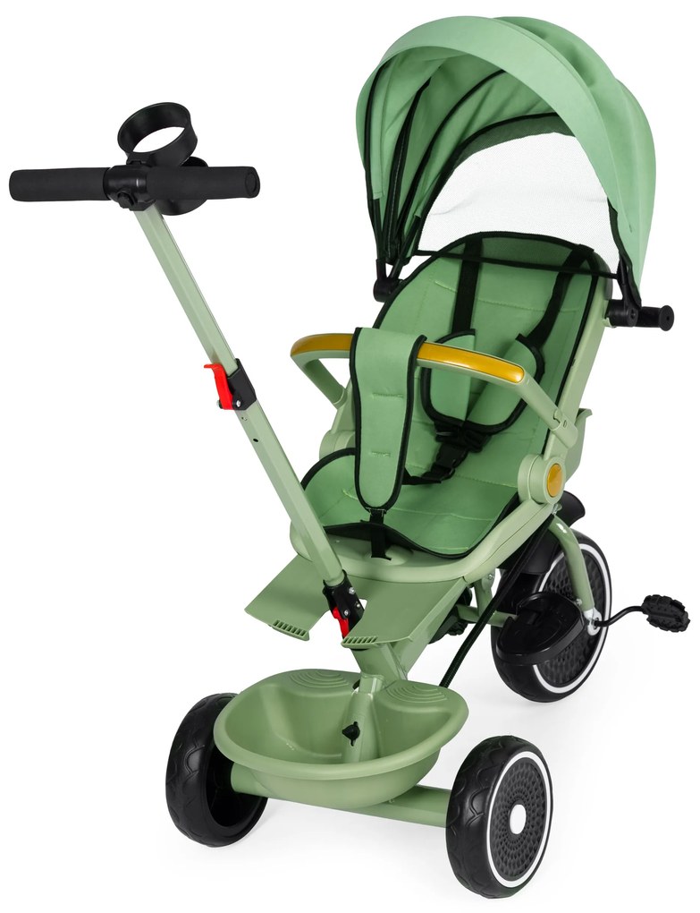 ECOTOYS Trojkolka/ kočík, 2v1, s otočným sedadlom a sklopnou strieškou, zelená