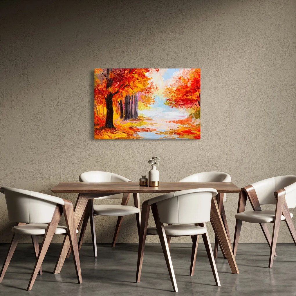 Obraz - Olejomaľba, farebná jeseň (90x60 cm)