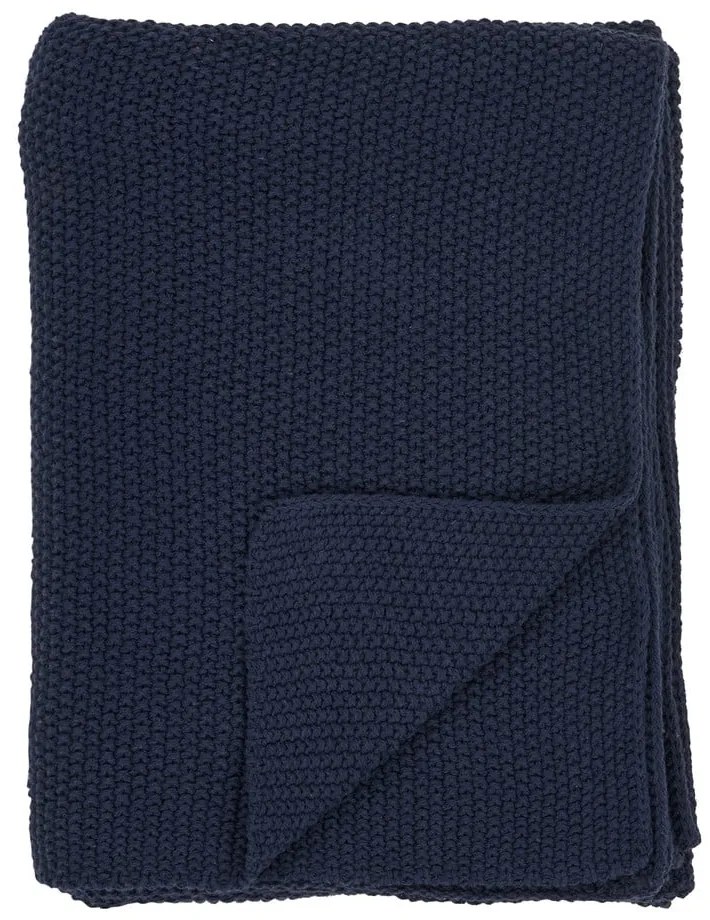 Tmavomodrá deka z recyklovanej bavlny 130x170 cm Santos – House Nordic