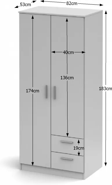 Šatníková skriňa Noko-Singa 81 2D - biela