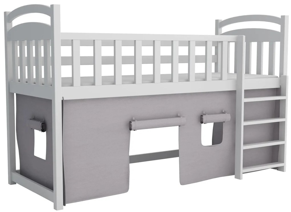 Detská vyvýšená posteľ z masívu borovice ARANKA - 200x90 cm - biela