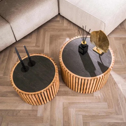 Konferenčný stôl 27-86 Slate Ø68 a Ø55cm 2-set - Komfort-nábytok