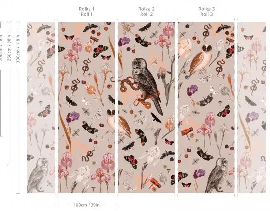 WALLCOLORS Pink Owls wallpaper - tapeta POVRCH: Prowall Canvas
