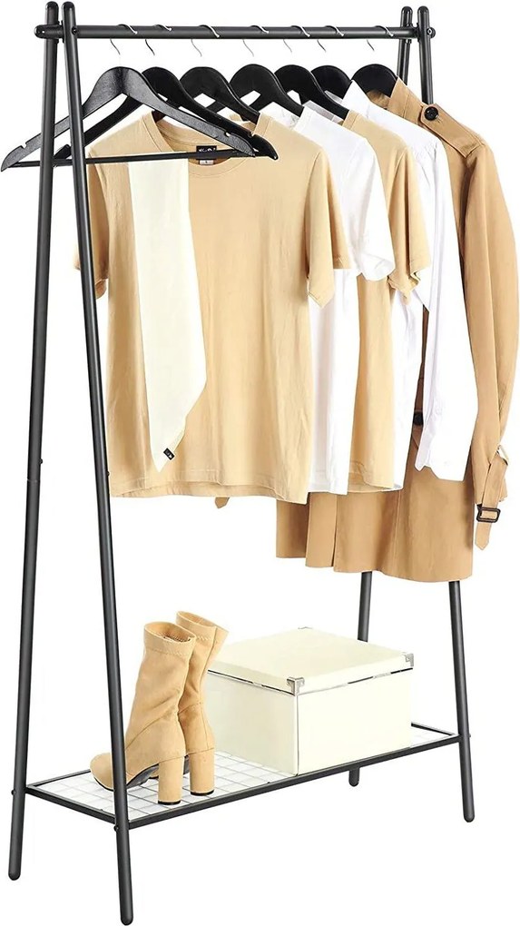 Stojan na šaty s oceľovou konštrukciou, matná čierna