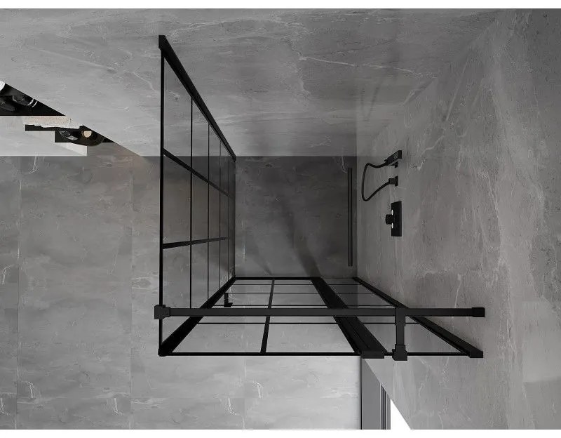 Mexen Mist T, sprchový kút s krídlovými dverami, pravý, 95 x 95 cm, 8mm číre sklo, čierny profil, 8A4T-095-095-70-77-P