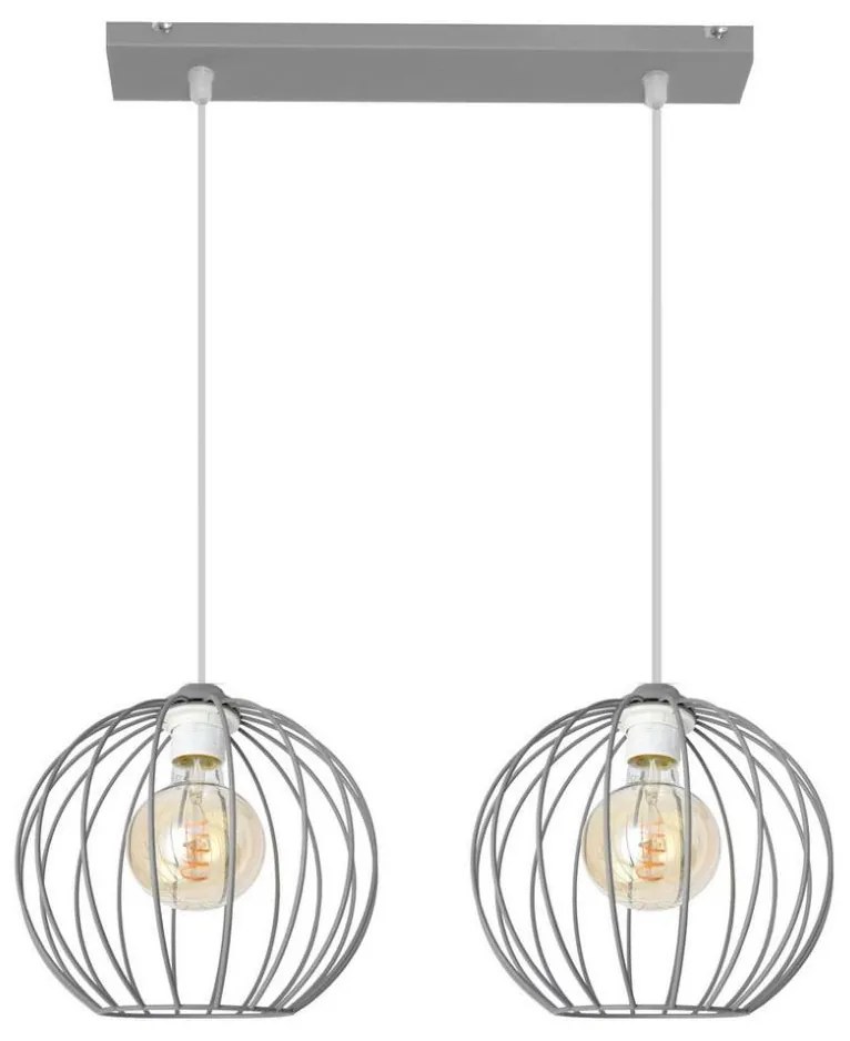 Helam Luster na lanku MERCURE 2xE27/15W/230V šedá HE1079
