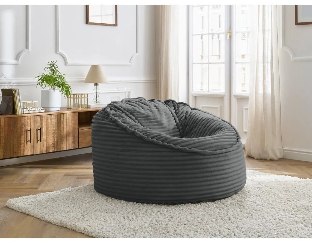 Tmavosivý menčestrový sedací vak Socrate – Bobochic Paris