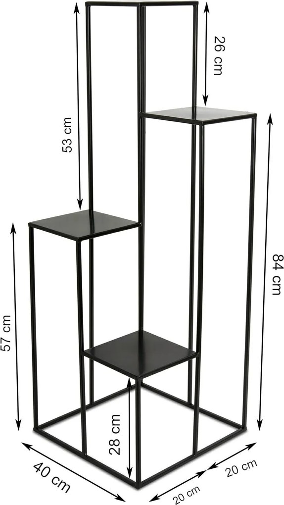 STOJAN NA KVETINÁČ KASKADA2 110X40X40 CM ČIERNA