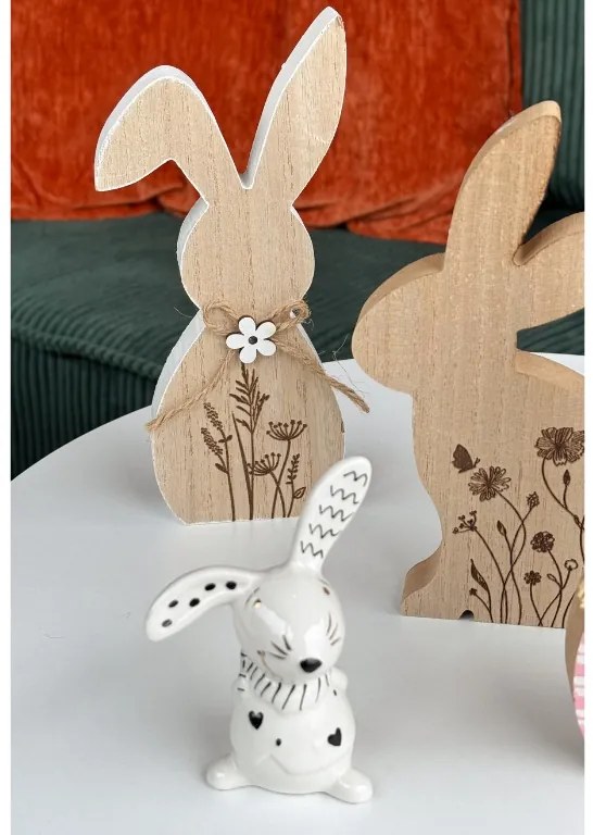 Veľkonočný drevený zajac FLORAL RABBIT 20 cm
