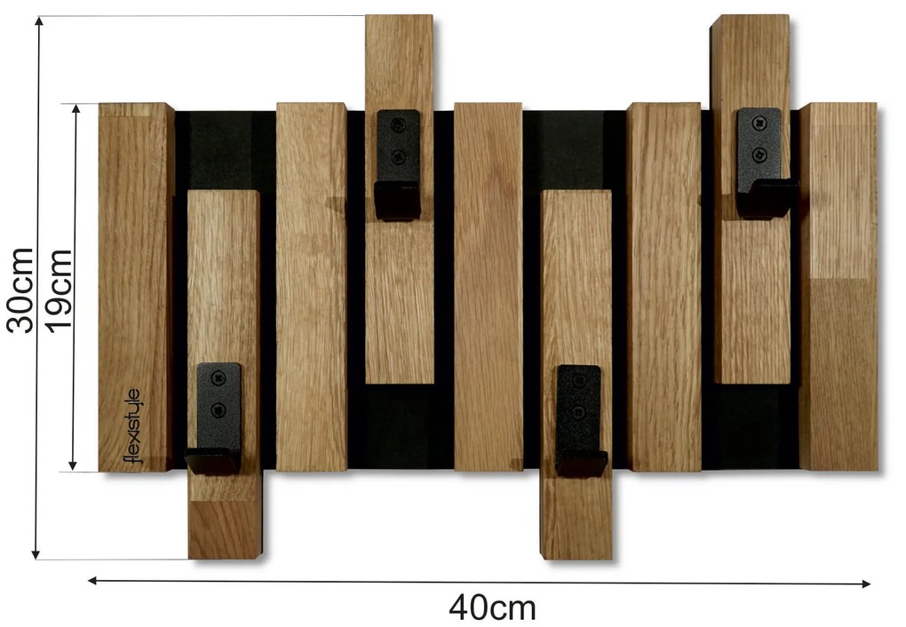 Dekorstudio Vešiak na stenu Lamele mini 40 cm