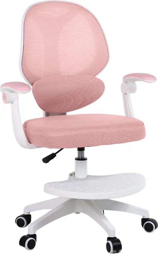 Detská otočná stolička Neoseat JUNI 009 s podnožou — látka, ružová