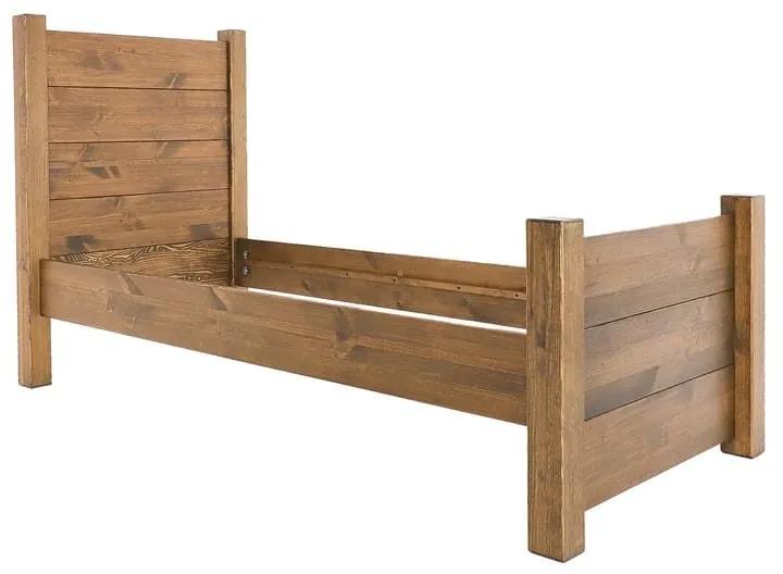 Rustikálna jednolôžková drevená posteľ z masívu 90x200x130 cm