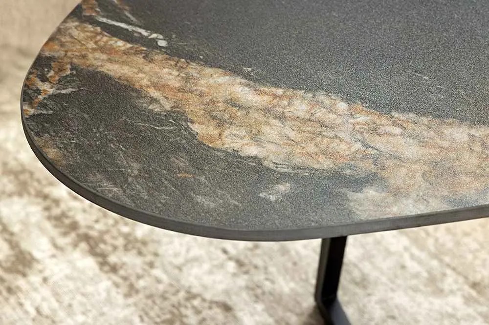 Keramický konferenčný stolík Paquita 90 cm čierny / pieskový