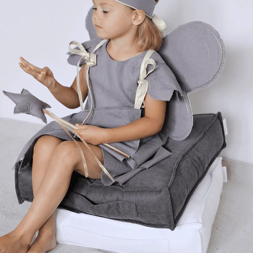 Prešívaný puf grafitová 46x46x13cm