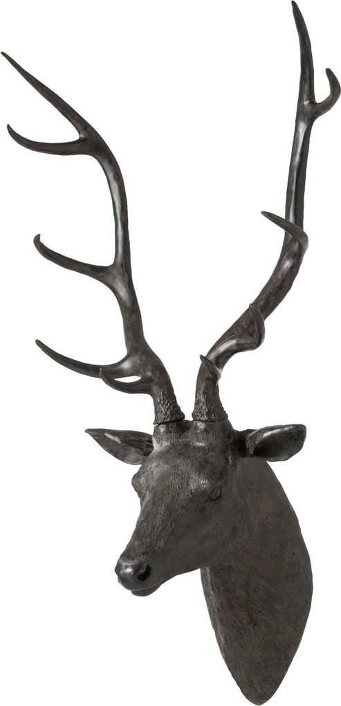 Čierna veľká nástenná hlava jeleňa Deer z polyresinu XL – 57*38*103 cm