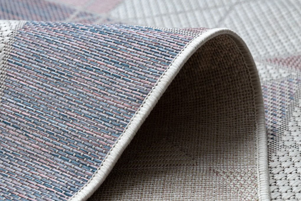 Koberec SISAL SION Geometrický, Trojuholníky 3006 ecru /ružový