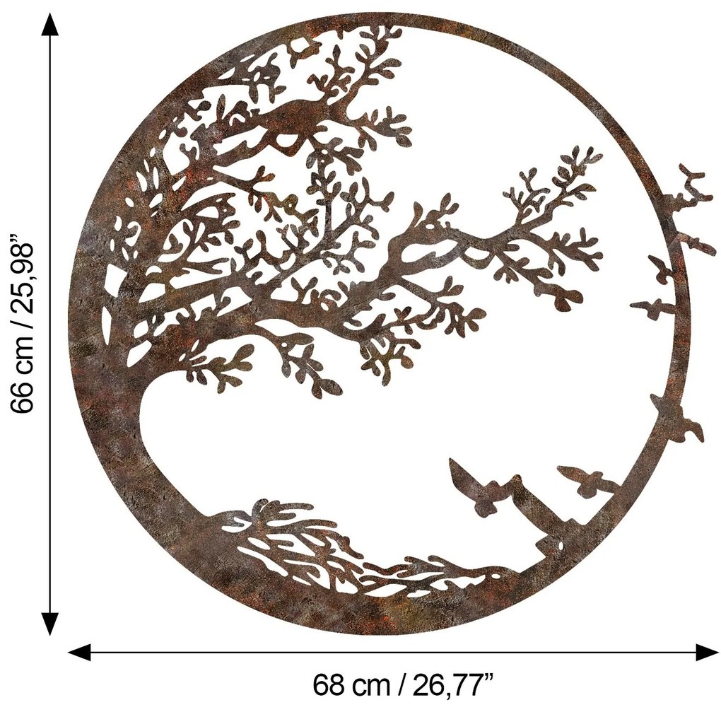 Nástěnná kovová dekorace Rusty Tree vícebarevná