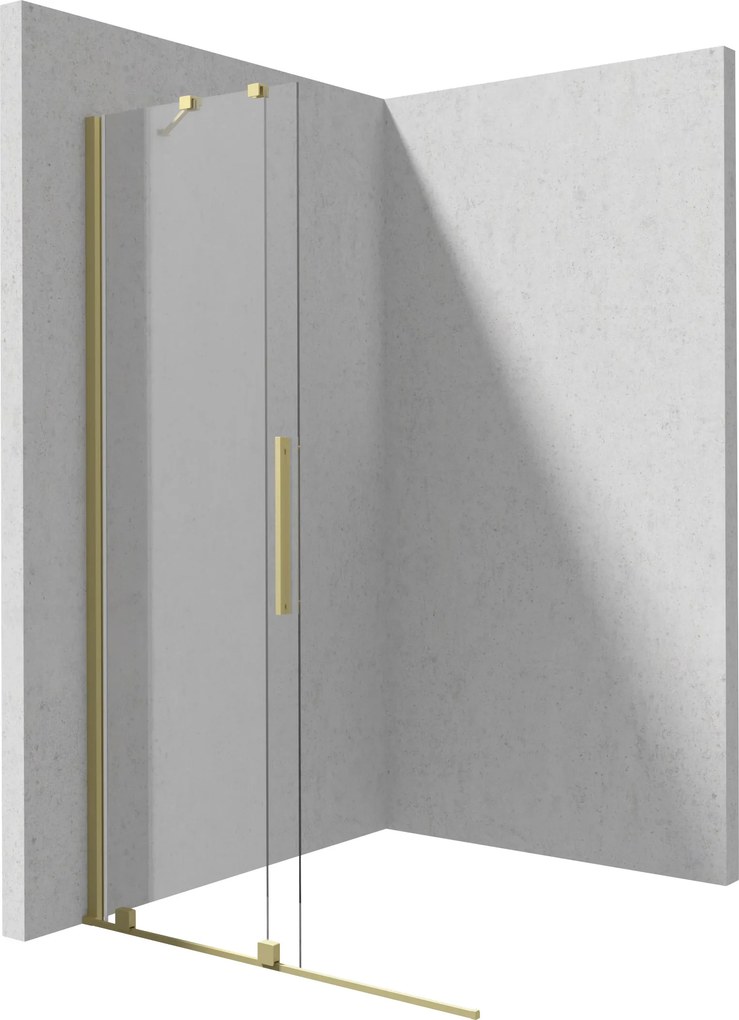 Deante Sprchová zástena Walk-in Prizma, posuvná - KTJ R34R 140 cm, zlatá kartáčovaná - bez vaničky