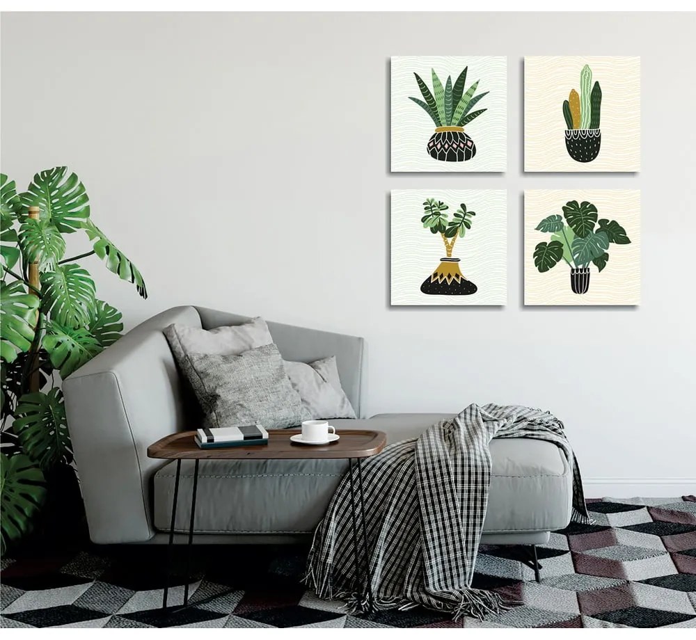 Obrazy v súprave 4 ks 30x30 cm Plants - Wallity