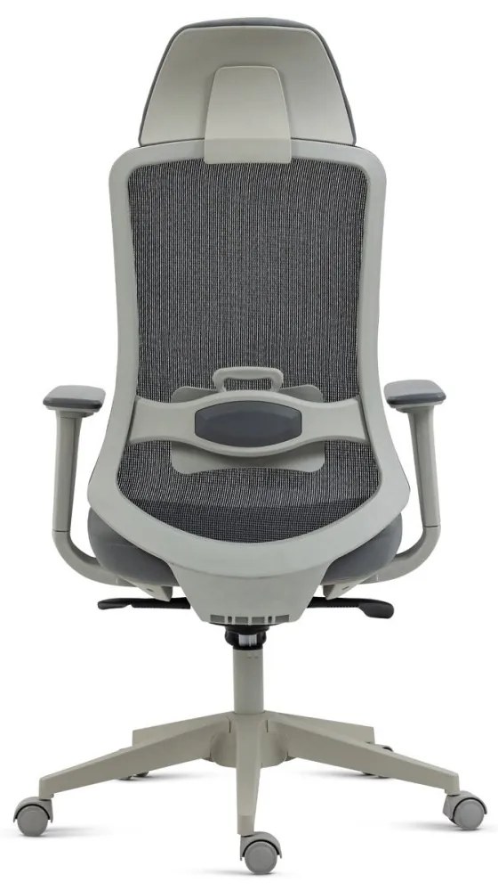 Kancelárska ergonomická stolička BULMA — sieť/látka, sivá
