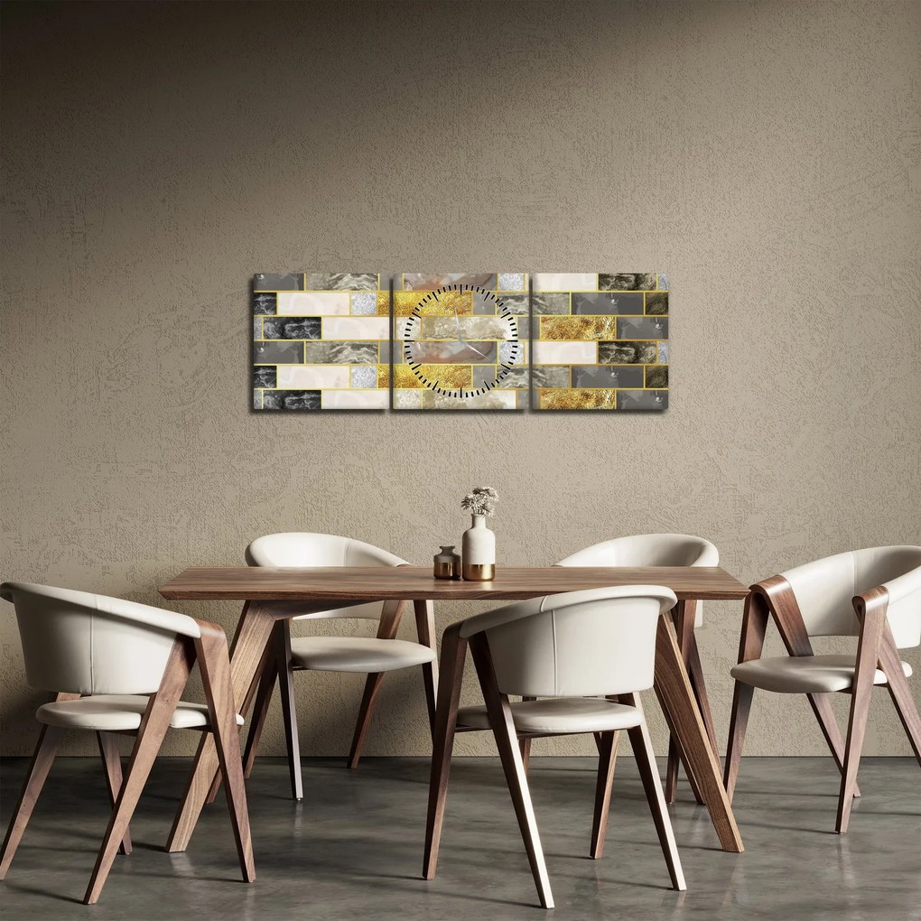 Obraz - Dekor s textúrami (s hodinami) (90x30 cm)