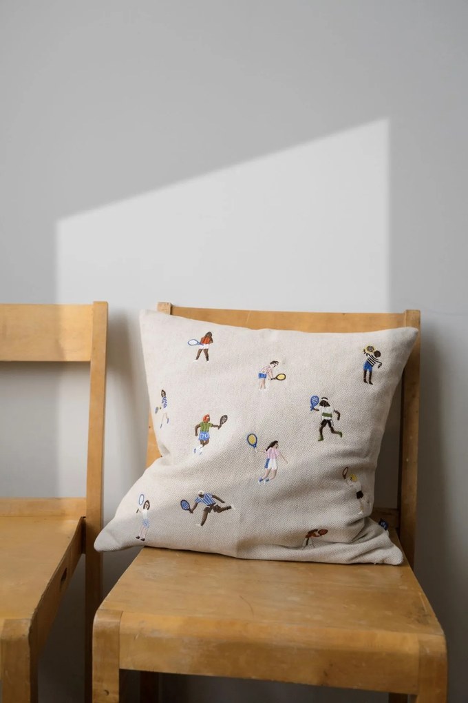 Fine Little Day Ľanový poťah na vankúš Tennis Embroidered 48 x 48 cm