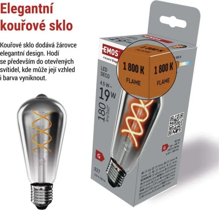 LED žiarovka DECO dymová ST64 teplá biela
