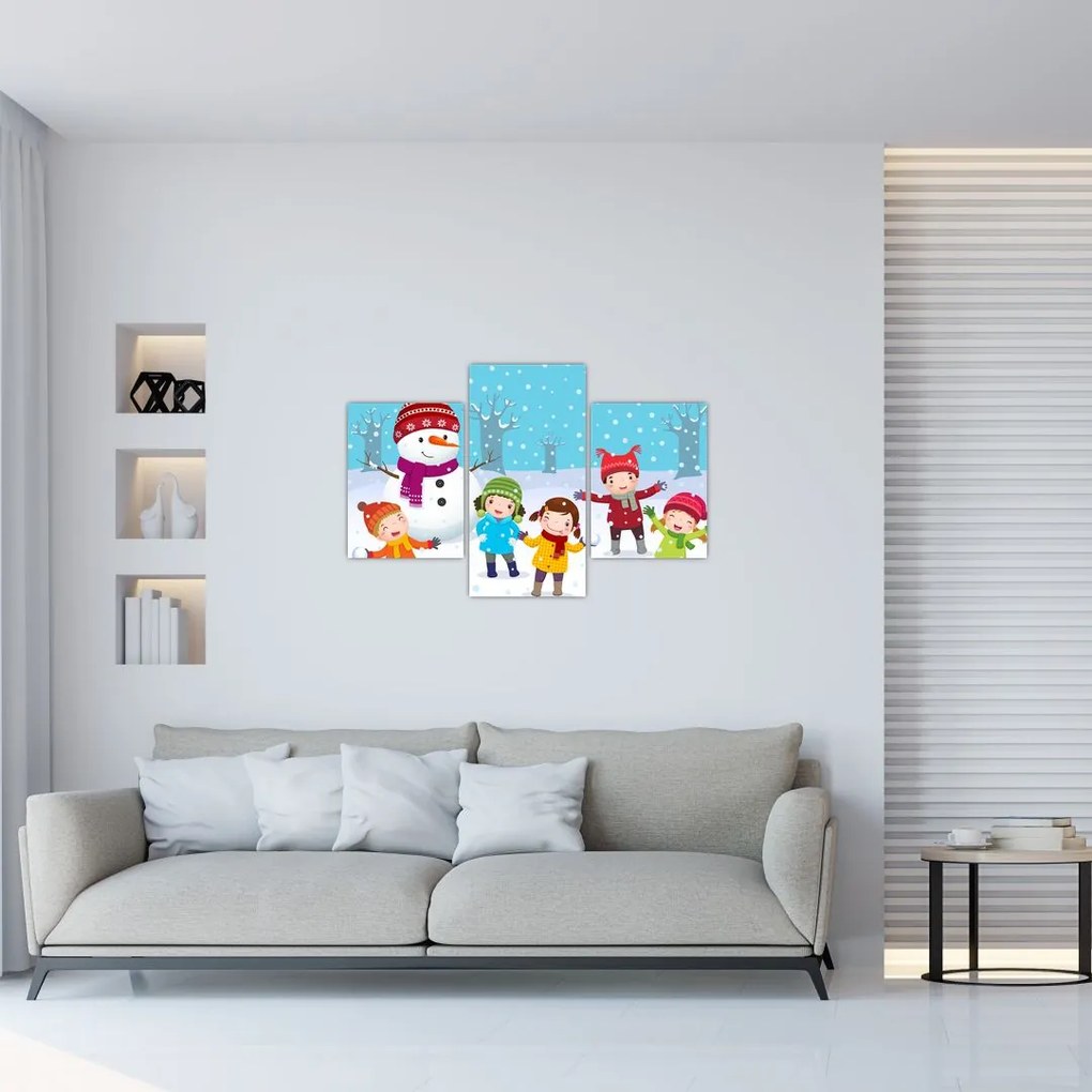 Obraz - Zimné detské radovánky (90x60 cm)