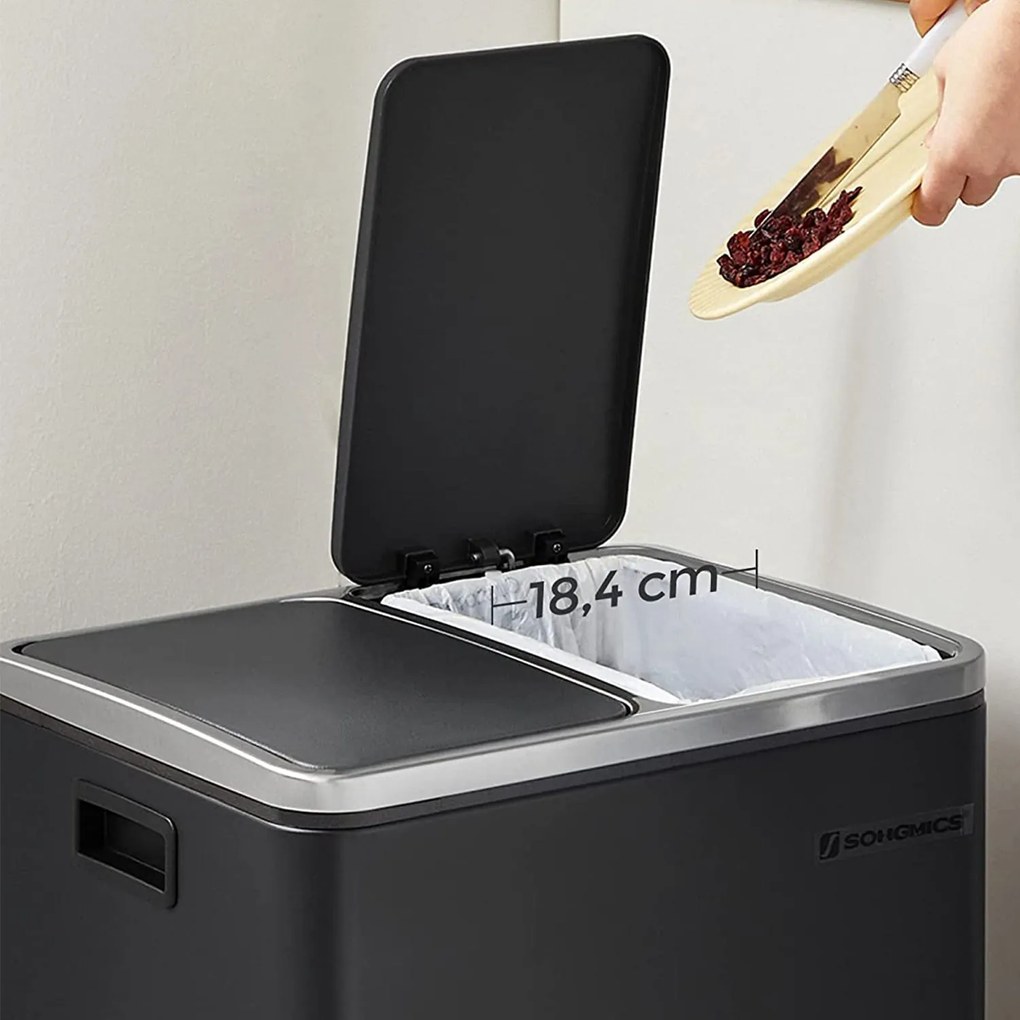 Vzduchotesný recyklačný odpadkový kôš 30 L, čierny