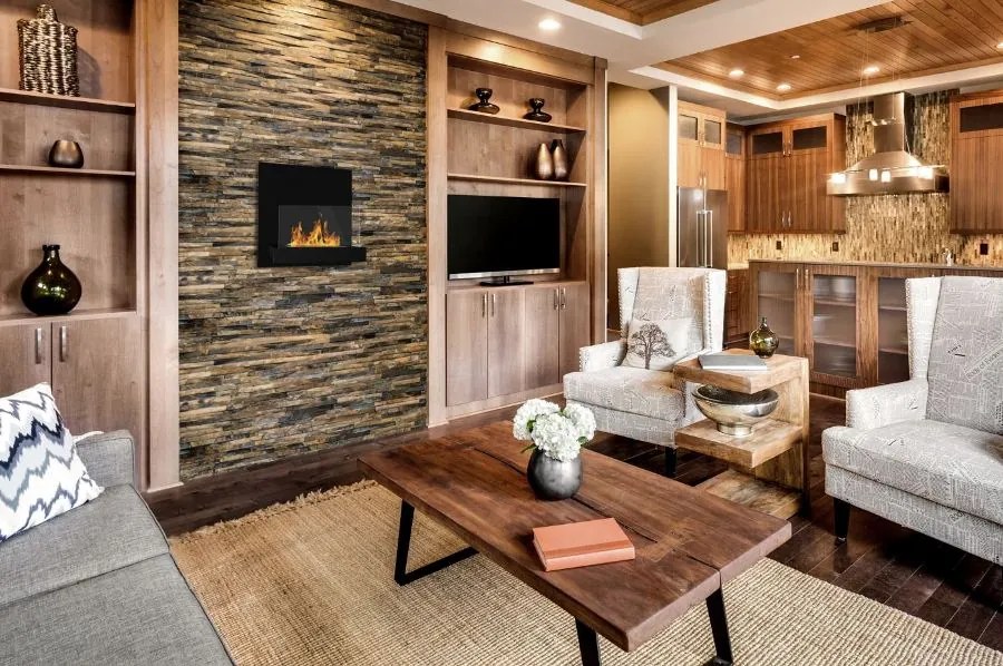 Závesný biokrb na stenu ČIERNY SO SKLOM 45x47x17