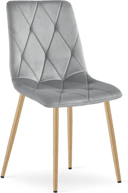 Set dvoch jedálenských stoličiek LIBRA zamatové, svetlosivé / hnedé nohy (2 ks)