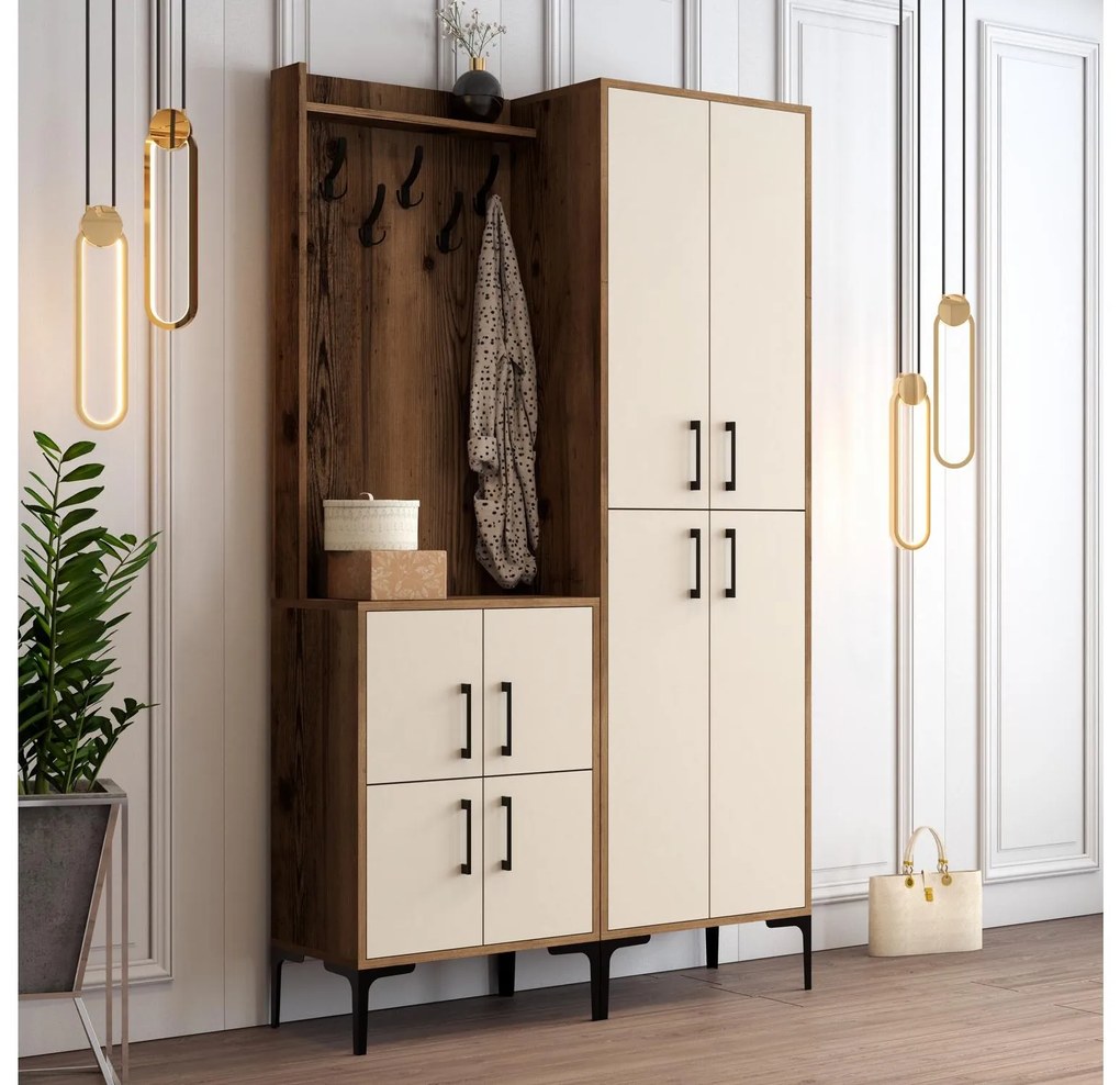 Predsieňová stena Betina BA (orech + krémová). Akcia -18%. Vlastná spoľahlivá doprava až k Vám domov. 1088299