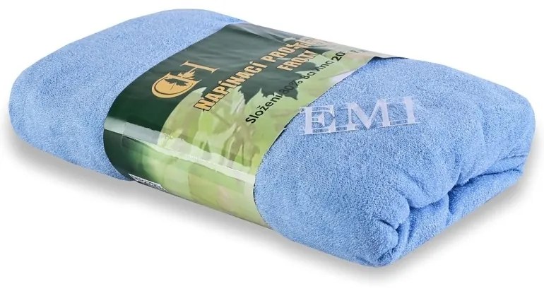 Plachta posteľná modrá froté EMI, Plachta 90x200