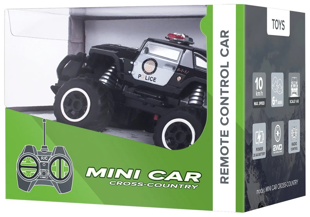 Rebel ZAB0113 Terénne mini RC auto POLICAJT, diaľkové ovládanie (1:43)
