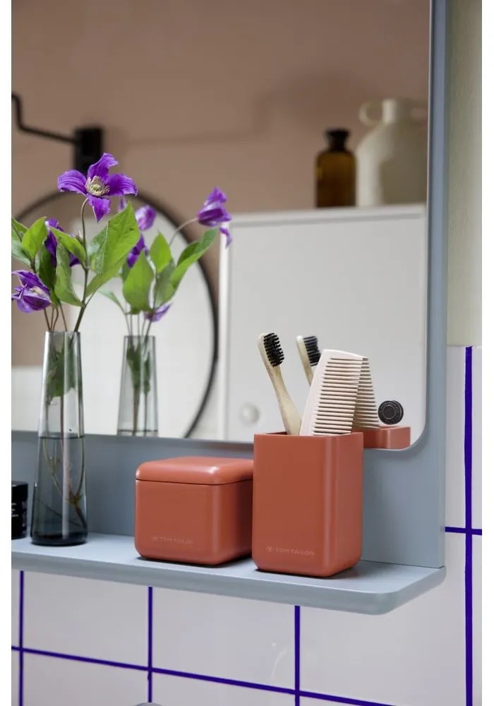 Oranžový kúpeľňový organizér na vatové tampóny z polyresínu Tom Tailor T-Rounded – Wenko