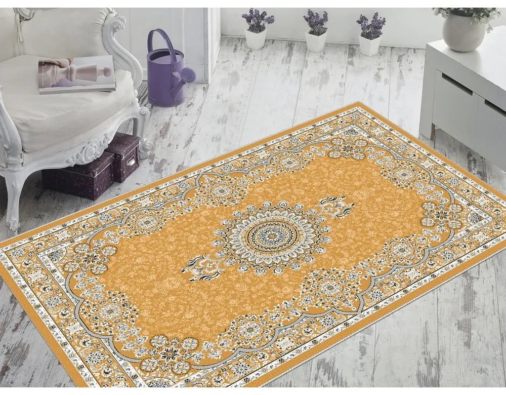 Žltý koberec Vitaus Luka, 50 x 80 cm