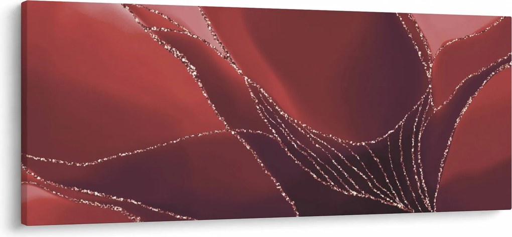 Obraz - Červená abstraktná kvetina N⁰2 (120x50 cm)
