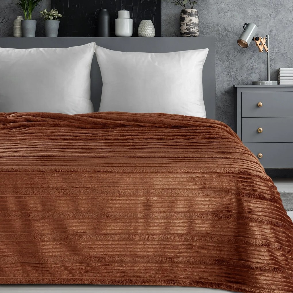 FLANELOVÁ DEKA NINA 200X220 CM TEHLOVÁ