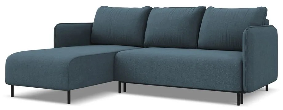 Modrá rozkladacia/s úložným priestorom rohová pohovka (ľavý roh) Luana – Makamii