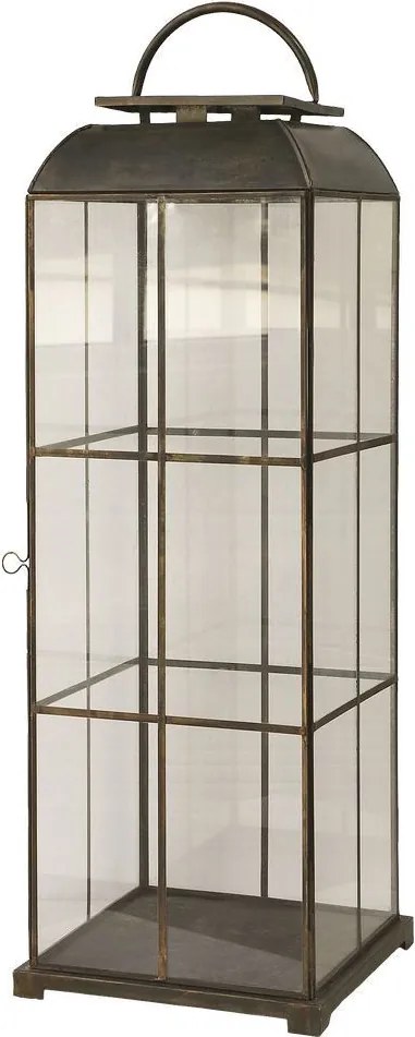 Mosadzná antik kovová lampáš s mžižkou Dione - 24*24*80 cm