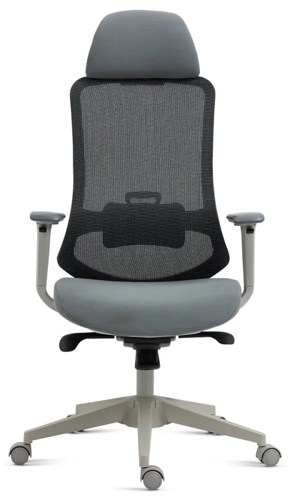 Kancelárska ergonomická stolička BULMA — sieť/látka, sivá
