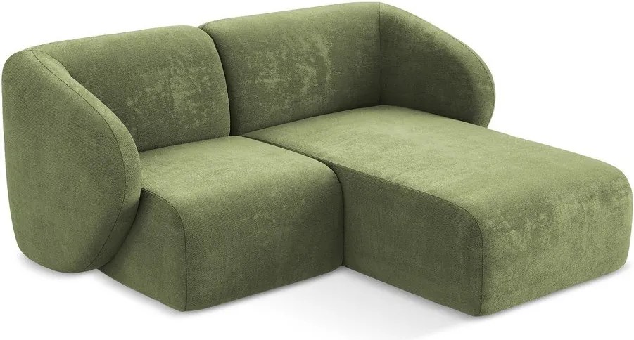 Zelená ženilková rohová pohovka (pravý roh/s leňoškou) Lani – Makamii