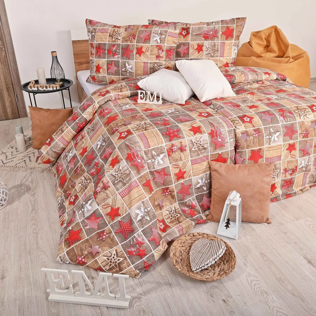 Vianočné bavlnené obliečky Ginger EMI: Štandardný set jednolôžko obsahuje 1x 140x200 + 1x 70x90